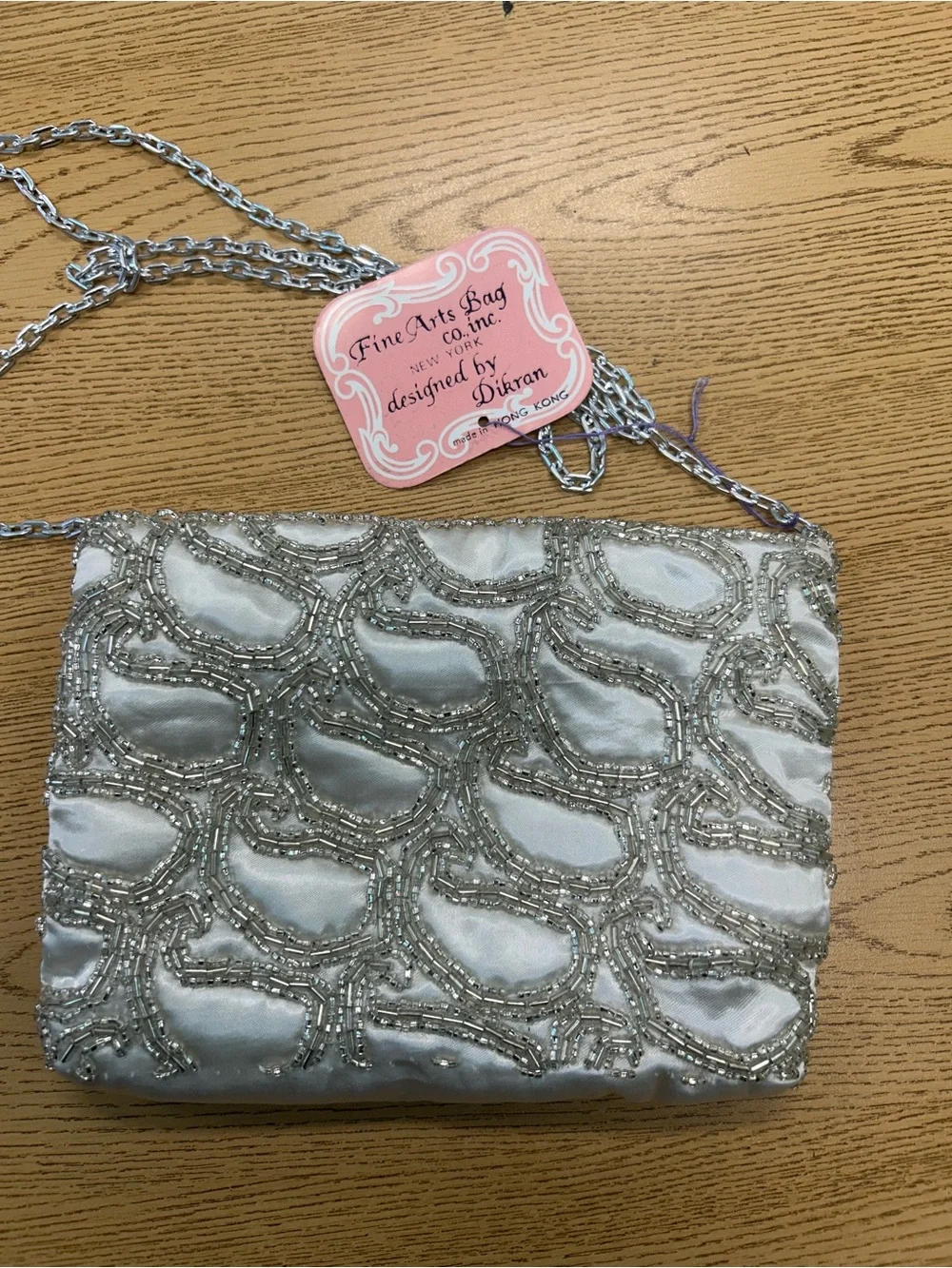 Vintage white satin Beaded bridal Evening Crossbody nwt!